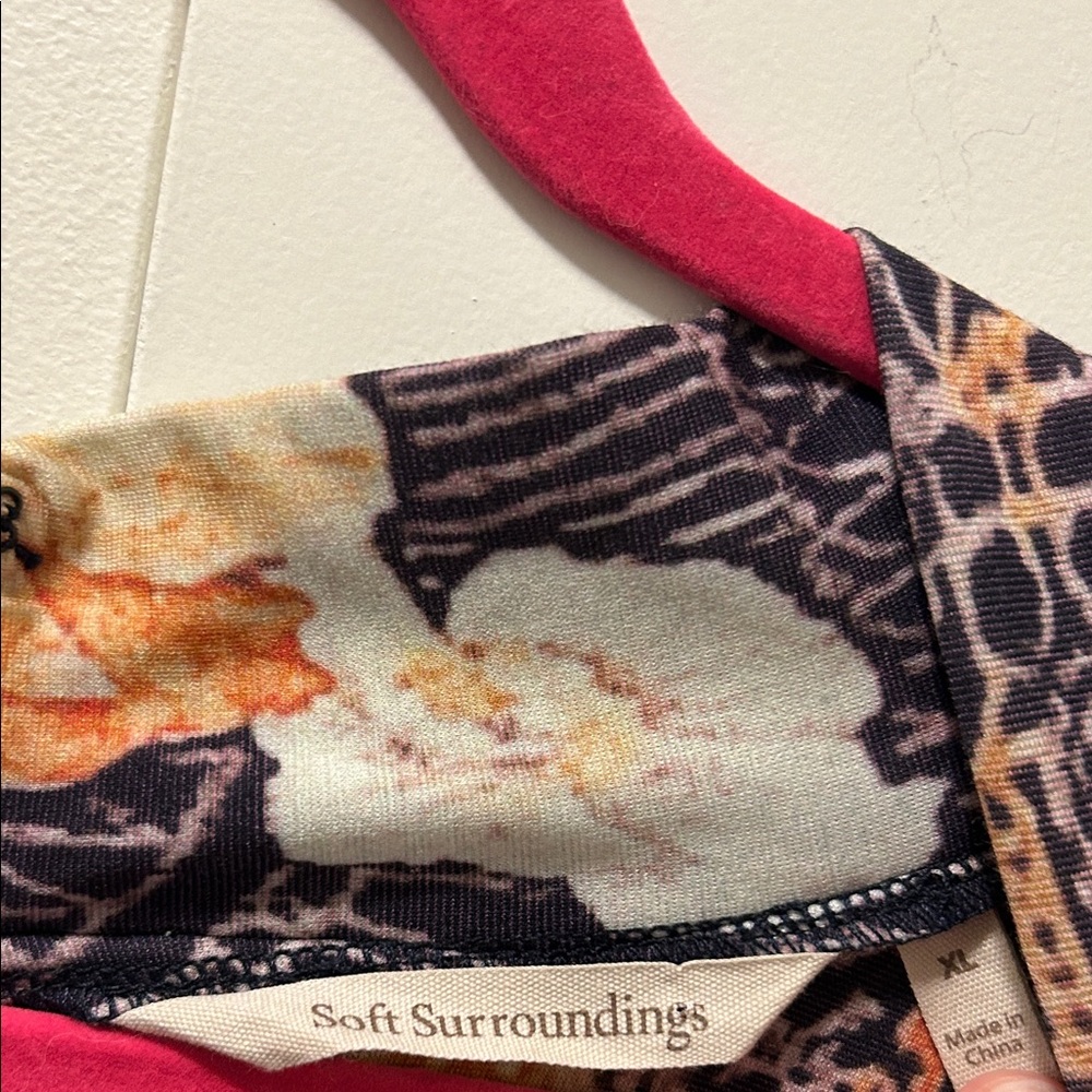 NWOT Soft Surroundings Multicolor Floral 3/4 length Sleeve Dress - Picture 5 of 8